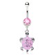 Piercing nombril tortue rose avec strass (65)
