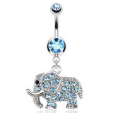 Piercing nombril éléphant multiples strass bleu-clair (29)