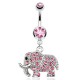 Piercing nombril éléphant multiples strass roses (29)