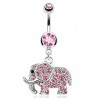Piercing nombril éléphant multiples strass roses (29)