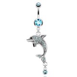 Piercing nombril dauphin multiples cristaux bleu-clair (19)