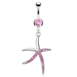 Piercing nombril étoile de mer rose cinq branches (141)