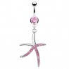Piercing nombril étoile de mer rose cinq branches (141)