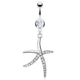 Piercing nombril étoile de mer transparente cinq branches (141)