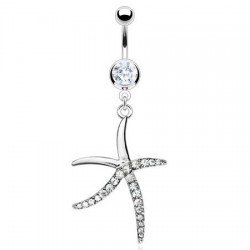 Piercing nombril étoile de mer transparente cinq branches (141)