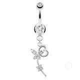 Piercing nombril deux papillons colorés transparents (01)