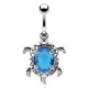 Piercing nombril tortue zircone central bleu-clair (133)