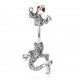 Piercing nombril gecko avec des yeux rouges en deux parties (135)