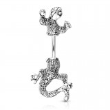 Piercing nombril gecko avec des yeux transparents en deux parties (135)