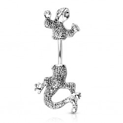 Piercing nombril gecko avec des yeux transparents en deux parties (135)