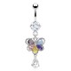 Piercing nombril papillon majestueux cristaux multicolores (100)