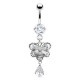 Piercing nombril papillon majestueux cristaux transparents (100)