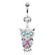 Piercing nombril hibou multicolore cristal transparent (101)