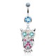 Piercing nombril hibou multicolore cristal bleu-clair (101)