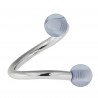 Piercing spirale 01 - UV bleu-clair deux boules