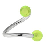 Piercing spirale 01 - UV vert-pomme deux boules