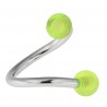 Piercing spirale 01 - UV vert-pomme deux boules