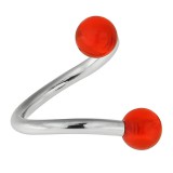 Piercing spirale 01 - UV rouge deux boules