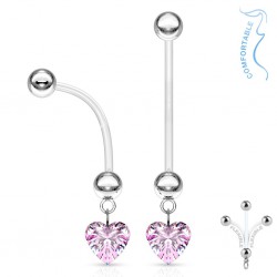 Piercing nombril grossesse 27 - Cœur pendant rose