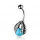 Piercing nombril gothique 23 - Griffe avec boule en turquoise