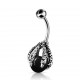 Piercing nombril gothique 23 - Griffe avec boule en onyx