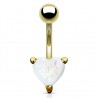 Piercing nombril cœur 63 - Plaqué-or jaune gem paillettes blanches