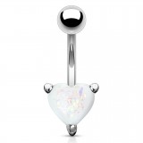 Piercing nombril cœur 36 - Gem blanc avec des paillettes