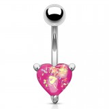 Piercing nombril cœur 36 - Gem rose avec des paillettes