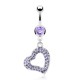 Piercing nombril cœur 89 - Multiples cristaux lilas