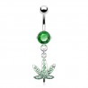 Piercing nombril cannabis 07 - Multiples cristaux vert-pomme