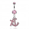 Piercing nombril ancre marine 02 - Croix et ancre avec cristaux roses