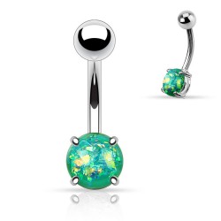 Banane 15 - Gem rond vert-pomme avec paillettes