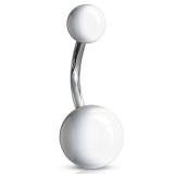 Piercing nombril UV 23 - Unicolore blanc boules