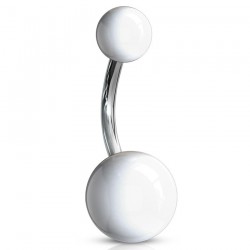 Piercing nombril UV 23 - Unicolore blanc boules