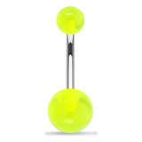 Piercing nombril UV 23 - Unicolore vert-pomme boules