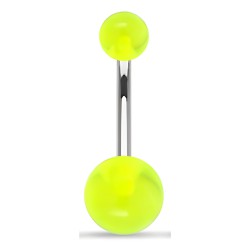 Piercing nombril UV 23 - Unicolore vert-pomme boules