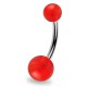 Piercing nombril UV 23 - Unicolore rouge boules