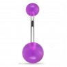 Piercing nombril UV 23 - Unicolore lilas boules