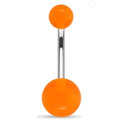 Piercing nombril UV 23 - Unicolore orange boules