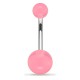 Piercing nombril UV 23 - Unicolore rose boules