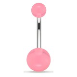 Piercing nombril UV 23 - Unicolore rose boules