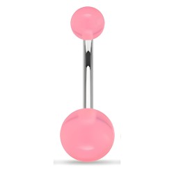 Piercing nombril UV 23 - Unicolore rose boules