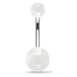 Piercing nombril UV 23 - Unicolore transparent boules