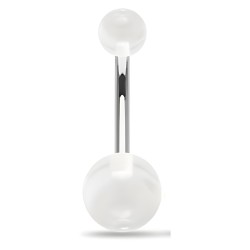 Piercing nombril UV 23 - Unicolore transparent boules