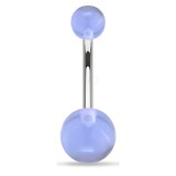 Piercing nombril UV 23 - Unicolore bleu-clair boules