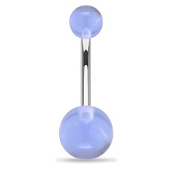 Piercing nombril UV 23 - Unicolore bleu-clair boules
