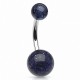 Piercing nombril UV 19 - Boules noire avec des paillettes