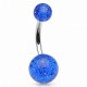 Piercing nombril UV 19 - Boules bleues avec des paillettes