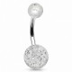 Piercing nombril UV 19 - Boules transparentes avec des paillettes