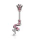 Piercing nombril boa en deux parties avec strass roses (103)